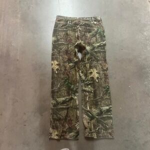 Vintage break up infinity mens mossy oak camo double knee canvas pants loose 34